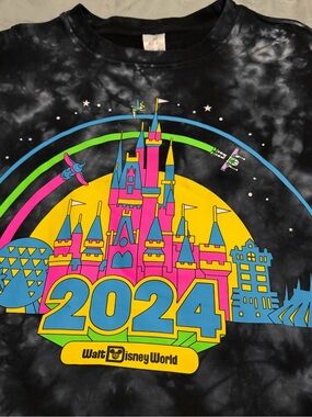 Disney Neon Castle 2024 Tie-Dye Sweatshirt - Black, Pink, Blue, Yellow, Green